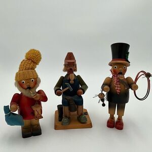 VINTAGE ERZGEBIRGE STEINBACH Collectible Wooden Figurines Lot of 3